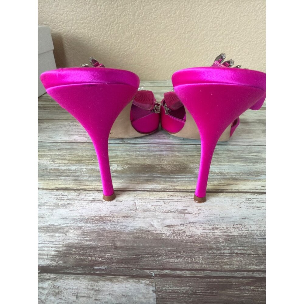 Manolo Blahnik Lurum Pink Satin Crystal 90mm Mule Heels EU 40 w/Box Dust Bag COA - Picture 6 of 16